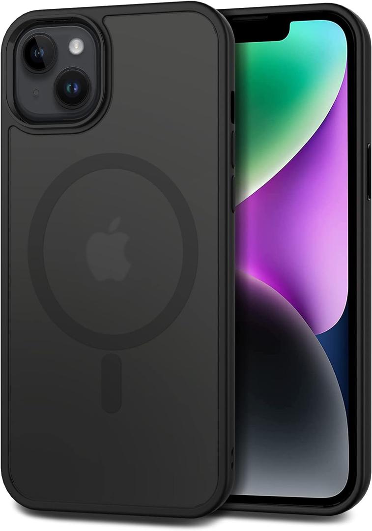 CACOE Magnetic Case for iPhone 13 & iPhone 14 6.1 inch-Compatible with MagSafe & Magnetic Car Phone Mount, Anti-Fingerprint TPU Thin Phone Cases Cover Protective Shockproof (Matte Black) | Anti-Fingerprint, TPU, Cover, Protective