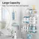 Liuoud 5 Pack Shower Caddy Organizer Rack Shelf for Inside Shower, Self Adhesive Wall Storage Basket Rustproof Stainless Steel Shampoo Holder Bathroom Accessory Decor Set, White