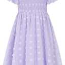 Solid Purple Flared Sleeve Flower Dress for 10 11 Years Old Girls Chiffon Flowy Skirts Square Neck Dresses Size 10-11 Big Girl Swing Midi Dress Classy Bridesmaid Frocks
