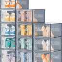 SIMPDIY Shoe Storage, 12 Pack X-Large Shoe Organizer for Closet, Shoe Boxes Clear Plastic Stackable Shoe Storage Boxes for Size 13