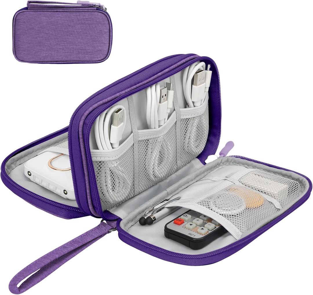 Skycase Electronic Organizer Travel Case - Waterproof Travel Cord Pouches for Organization, Cable Organizer, All-in-One Double Layers Storage Bag for Accessories, Charger, Cable, Purple (Medium)