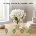 2 Pcs Hydrangea Artificial Flowers - Fake Flowers Real Touch Floral Arrangement with Faux Water in Glass Vase, Home, Bathroom and Office Table Centerpiece Decor（White）