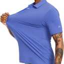 Men's Golf Polo Shirts UPF 50+ Short Sleeve Dri Fit Polos Stretch Performance Collared Golf Casual Work Business Wear (Blue)