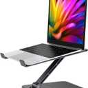 RIWUCT Foldable Laptop Stand, Height Adjustable Ergonomic Computer Stand for Desk, Aluminum Portable Laptop Lecterns Riser Notebook Mount