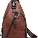 Hebetag Leather Sling Bag Crossbody Backpack for Men Women Travel Outdoor Camping