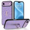 Jefonha Compatible with iPhone Air Case with Finger Hand Strap Kickstand, Trendy Cool Leopard Cheetah Print Phone Case for Women Men, Full Camera Protection Shockproof Protective Cover, Purple