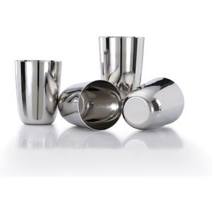 Vinod Stainless Steel Glass Set of 4 - Premium Metal Cups | Beer Glasses | Juice Glass (10 OZ)