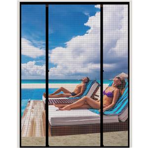 WochiTV Sliding Screen Door Fits Door Size 72 x 84, Magnetic Screen Door Screen Size 74" x 86", Double Opening Mesh Net Curtain with Magnet Hands Free Great for French Door Pet Kid
