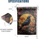2 x Giwawa Crow Garden Flag 12x18in, Halloween Gothic Black Bird Colorful Flower Decorative Double Sided Yard Flags, Rustic Boho Floral Seasonal Holiday House Flag for Outside Outdoor Lawn Porch