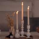 NUPTIO Taper Candle Holders Decor: Set of 3 Wooden Candlestick Holders Mantel Decor - Boho Farmhouse Rustic White