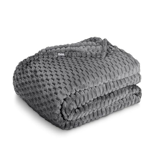 Bare Home Textured Fleece Blanket - Twin/Twin Extra Long - Ultra-Soft Lightweight for Bed, Sofa, and Couch - Luxury Microplush - Cozy Warm Blanket (Twin/Twin XL, Waffle Grey)