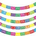 5PCS Mexican Party Decorations, 90FT Plastic Papel Picado Banner, Fiesta Party Decoration, Dia De Los Muertos, Day of The Dead Decorations, Cinco De Mayo Decor, Mexico Birthday Party Supplies (A1.multicolour-5pcs)