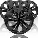 Auto Reflections 4pc 15" 5 Double Spoke Wheel Covers for Nissan Versa Sedan/S 2020 - Gloss Black