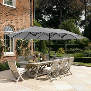 SUPERJARE 13FT Outdoor Umbrella for Patio, Double sided Pool Umbrellas with Fade Resistant Canopy, Large Table Umbrella for Deck, Market, Backyard - Gray(No Base)