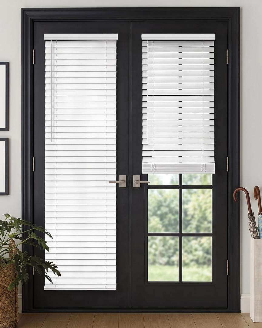 LazBlinds 2" Faux Wood Blinds for Doors, 30" W x 72" H, White