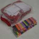 60 Pcs 15 Inch Felt Christmas Stockings and 60 Pcs 10 Colors Glitter Pens Christmas Stockings Hanging Ornaments White Cuff for DIY(Red)