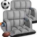 Stadium Seats with Back Support 2 Pack, 12-Grid Ergonomic 4.7" Thick Bleacher Chairs for All-Day Comfort, 6 Reclining Positions, Portable Extra Wide Adjustable Stadium Chair for Football & Baseball, 350lb