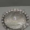 Serving Tray, Coffee Tea Serving Metal Wavy Round Tray 14''(Inches) | Mr Zoni (Silver)