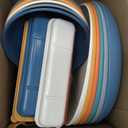 48 Pcs Wheat Straw Dinnerware Sets for 6- Unbreakable Dinnerware Set with Large Plates, Bowls and Cups-BPA Free, Lightweight, Microwave Safe Wheat Straw Plates and Bowls Sets, RV Camping Dishes