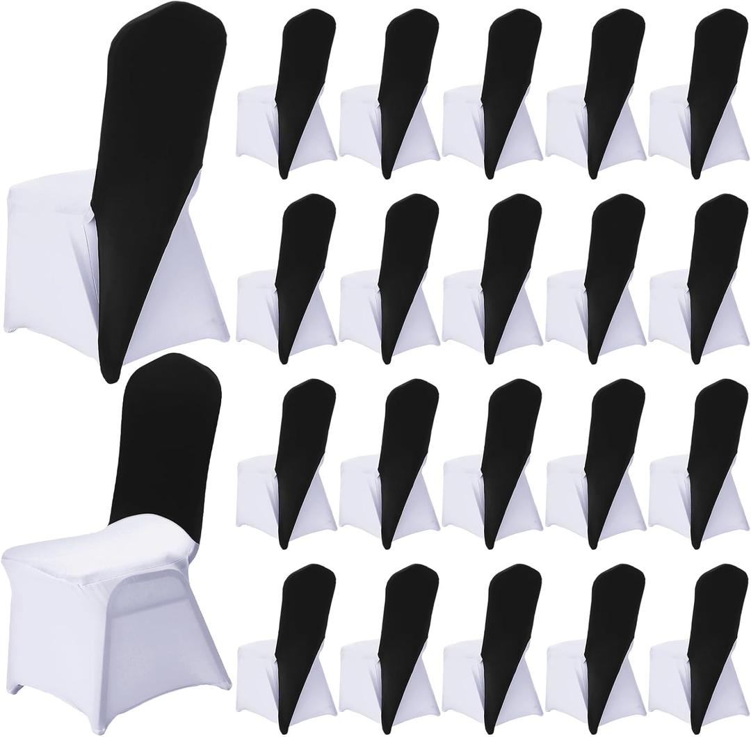Mindsoft 20 Pcs Chair Cap Covers Spandex Chair Hood Sash Hat Bands Folding Stretch Elastic Cover for Wedding Holidays Banquet Party Celebration (Black)