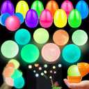Easter Egg Fillers, 12 Pack 3" Large Filled Easter Eggs Glow in The Dark Sticky Ceiling Balls Stress Relief Fidget Toys for Kids Boys Girls Toddlers Teens Easter Basket Stuffers Hunt Party Favor Gifts