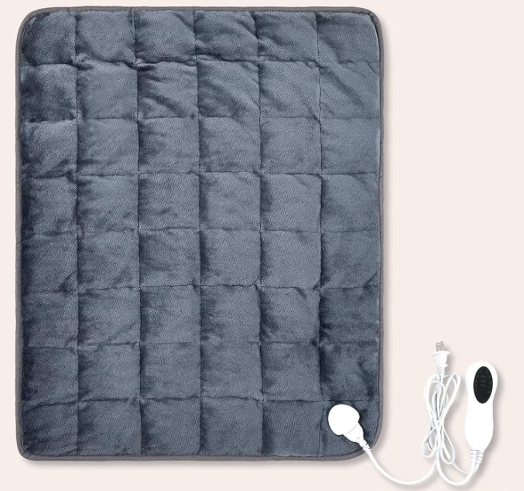 24"x29" Heating Weighted Lap Pad 7lbs Flannel Electric Heated Lap Blanket 2/4/8 Hour Auto Off Fast Heating 10 Settings Over Heat Protection for Adult Pain Relief Relaxation Sleeping (Gray)