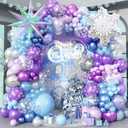 Winter Snowflake Balloons Arch Garland Kit, 115Pcs Winter Wonderland Balloon, Blue Purple Silver Clear Snowflake Foil Balloon for Christmas Xmas Ice Snow Princess Theme Baby Shower Birthday Decoration