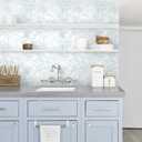 Dimoon 385.8"x17.3" Peel and Stick Wallpaper Floral Contact Paper Boho White Blue Vintage Wallpaper Removable Self Adhesive Modern Wall Paper for Bedroom Bathroom Cabinets Drawers Thicken Vinyl Roll