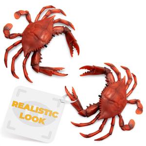 The Little Green Change 2Pcs Red Crab Decorations  Realistic Coastal Marine Decor Figurines for Home, Office, or Beach-Themed Display