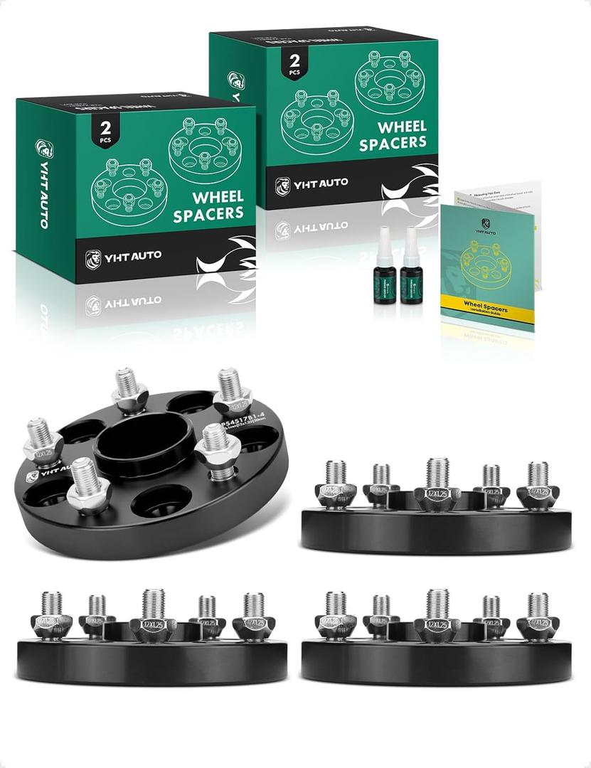 YHTAUTO 5x4.5 Hub Centric Wheel Spacers 20mm Compatible with Subaru Outback, Forester, Impreza, Legacy, WRX, 5x114.3mm Tire Spacers w/ M12x1.25 Studs, 56.1mm Hub Bore 5 Lug 4PCS Black