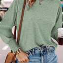 2 x Dokotoo Womens Tops Long Sleeve Tops Shirts 2025 Spring Trendy Business Work Loose Basic T-Shirts (Green, XS)