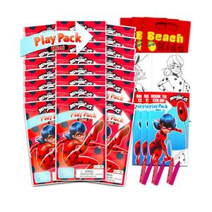 Miraculous Ladybug Mini Party Favors Set for Kids - Bundle with 24 Miraculous Ladybug and Cat Noir Play Packs with Coloring Pages, Stickers, More (Miraculous Ladybug Birthday Party Supplies)