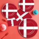 Denmark Flag Theme Tableware, Denmark Party Supplies, Paper Plate, Napkin, Fork, Danish Flag Party Supplies for Constitution Day, National Celebrations, or Themed Events, Serve 24