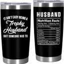 Christmas Husband Gifts from Wife - Nutrition Facts 20 oz Stainless Steel Insulated Coffee Tumbler with Lid - Anniversary Birthday Gifts for Husband, Men Gift Ideas, Cool Stuff for Men