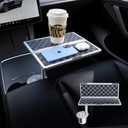 360 Rotating Car Table & Car Tray Desk for Round Cup Holder, Foldable Design & Easy Install, Car Accessories Compatible with Tesla