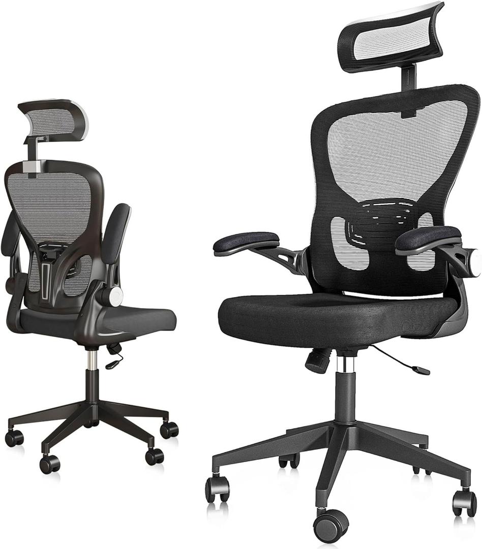 yoyomax Ergonomic Office Chair, High Back GamingChair for Big and Tall People, Adjustable Headrest/Armrests Reclining Comfy Home OfficeChair Lumbar Support Breathable Mesh ComputerChair-Black