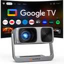 2000 ANSI Official Licensed Google TV Outdoor Projector 4K Decoding, Smart Projector with Wifi and Bluetooth, Auto Focus, Dolby Sound, Built-in Apps, HAPPRUN Indoor Home Theater with 270 Stand