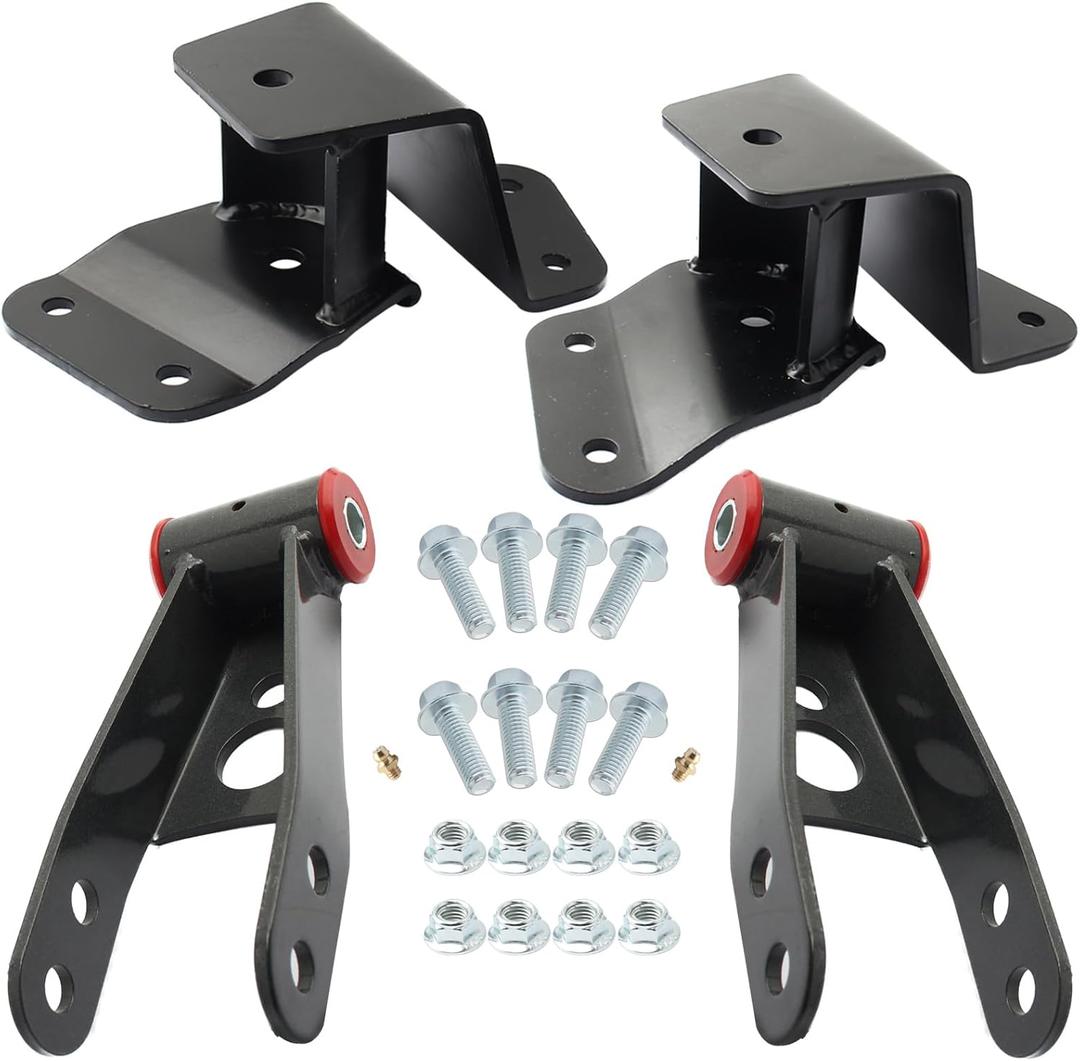 GDYDI 4'' Drop Shackles and Hangers Kit for 1988-1998 Chevy GMC C1500 2WD Lowering Set
