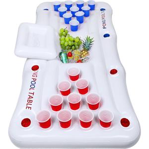 Triumpeek Inflatable Pool Game Table Float, 6FT Blow Up Floating Pool Game Raft Lounge, Fun Pool Party Game Table for Adults, Cups & Balls NOT Included