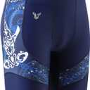 HUGE SPORTS Men's Rash Guard Swim Shorts Compression Swimming Jammer Cool Dry Active Swimsuit Workout Shorts Sports Tights (Blue, L)