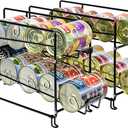 SUFAUY Beverage Can Dispenser Organizer, Stackable Shelves for Storage for Pantry, Black- 2 Pack (16.5"L X 5.8"D X 9.7")