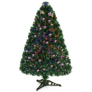 3Ft Pre-Lit Fiber Optic PVC Christmas Tree Tabletop Plastic