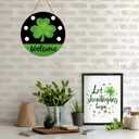 3 x St Patricks Day Decorations St Patricks Day Wreath Shamrock Door Decorations Wooden Shamrock Wreaths for Front Door Hanger Hanging Decor Welcome Sign for Porch Wall Indoor Home Decor
