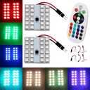 YM E-Bright 1-Set(2PCS) RGB 5050 24SMD LED Panel Dome Light Auto Remote Controlled Colorful Led Lamp DC 12V With T10 BA9S Festoon Adapters