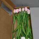 20pcs White and Light Pink PU Faux Tulips Flowers 13.5 Inch Fake Flowers Mother's Day Easter ValentineS Day Gifts in Home Kitchen Wedding Dining Table Decoration