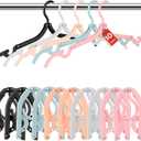 10 Pack Foldable Travel Hangers - Folding Hangers & Collapsible Hooks for Cruise/RV/Hotel/Dorm - Space-Saving Portable, Lightweight Compact Travel Essentials (Assorted Colors) (Black)