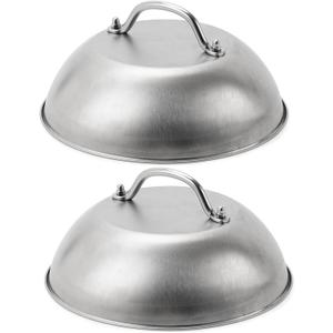 ZBXFCSH Compatible with Blackstone 5555 Stainless Steel 9" Griddle Melting Cheese Dome Wok Lids- Commercial Grade Basting and Steaming Cover- Best for Use in Flat Top Grills, 0.6mm Thickness-2 Domes
