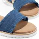 Dodow Womens Espadrilles Wedge Sandals Closed Toe Mid Heel Ankle Strap Dress Sandals (9, Blue)