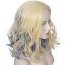 Linfairy Long Blonde with Blue Curly Wig Costume Halloween Party Wigs (Small)