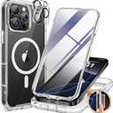 Miracase Magnetic for iPhone 16 Pro Case Full-Body Phone with Built-in Glass Screen Protector, [Compatible with MagSafe] Military Drop Proof 16 Pro Cover Bumper 6.3 inch, Clear Glitter